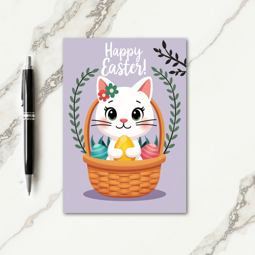 Feline Easter Joy Illustration Card