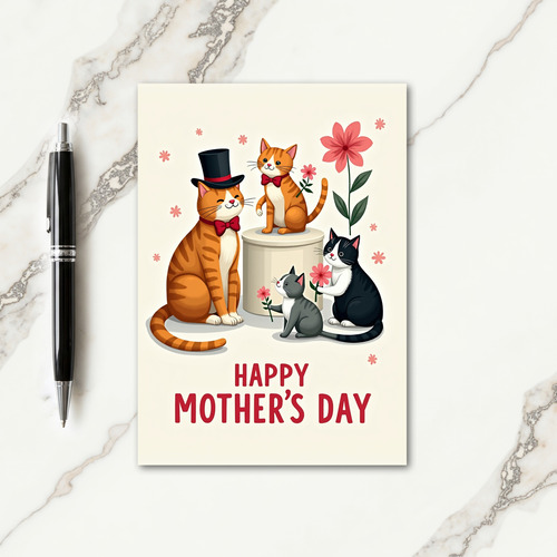 Feline Family Mothers Day Card