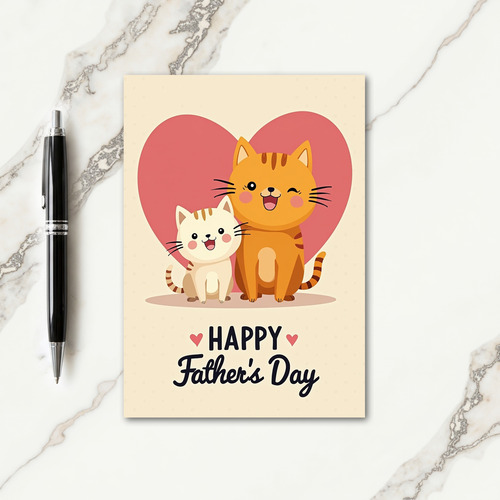Feline Fathers Day Heart Card