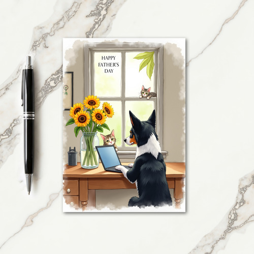 Feline Fathers Day Window Card
