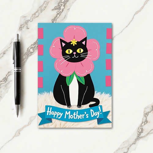 Feline Floral Mothers Day Card