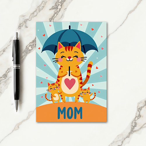 Feline Moms Love Illustration Card