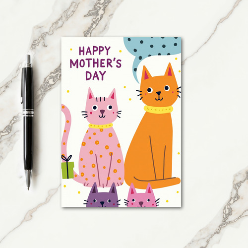 Feline Mothers Day Family Card