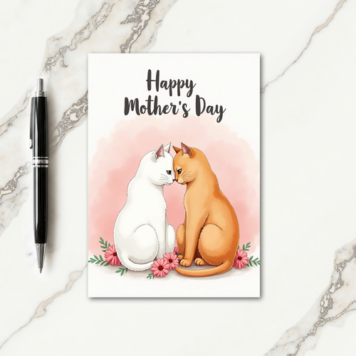 Feline Mothers Day Floral Card