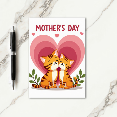 Feline Mothers Day Heart Card