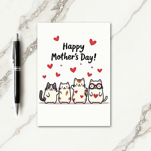 Feline Mothers Day Illustration Card