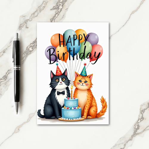 Feline Party Birthday Card