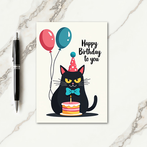 Feline Party Hat Card