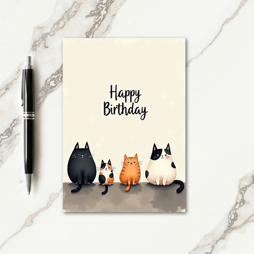 Feline Quartet Birthday Card