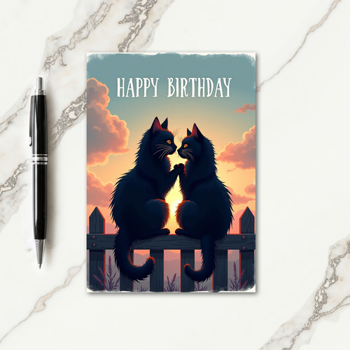 Feline Sunset Birthday Card