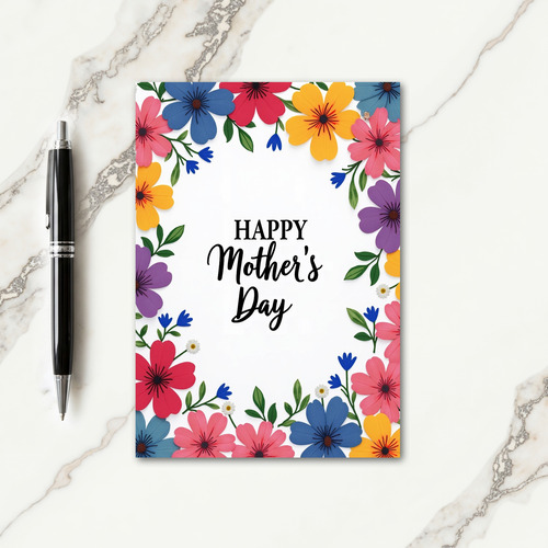 Felt Flowers Happy Mothers Day Card