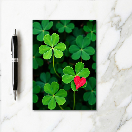 Felt Heart Clover Kraft Paper Look Card