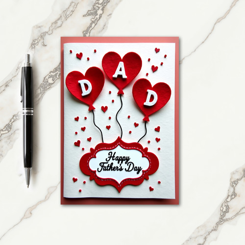 Felt Hearts Fathers Day Card