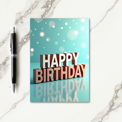 Festive 3D Birthday Text Card