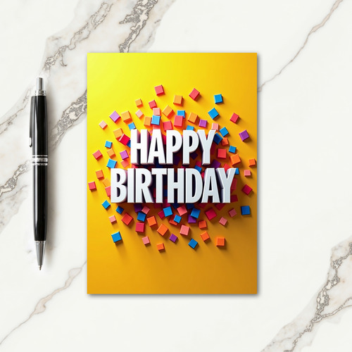 Festive 3D Blocks Birthday Card