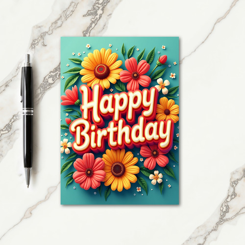 Festive 3D Text Birthday Card