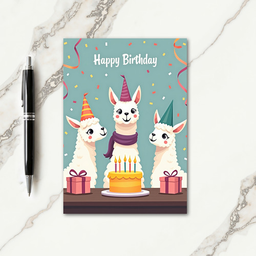 Festive Alpaca Birthday Card