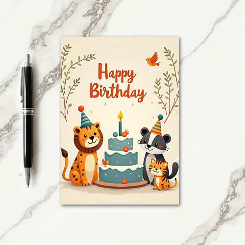 Festive Animal Cake Card