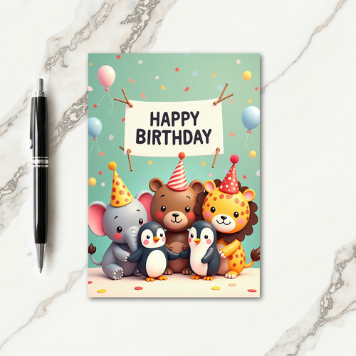 Festive Animal Friends Birthday Card