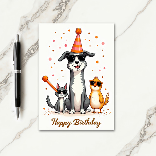 Festive Animal Friends Party Card