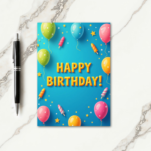 Festive Azure Birthday Card
