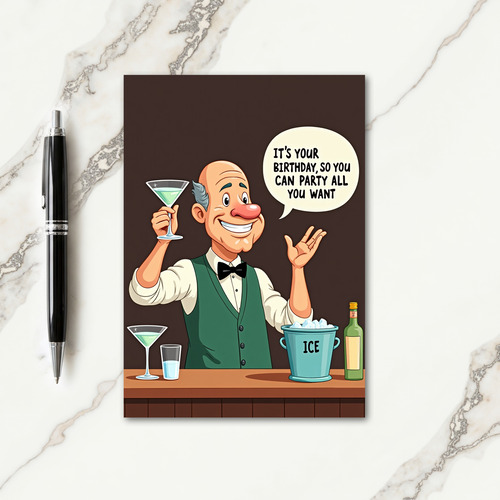 Festive Barman Birthday Card