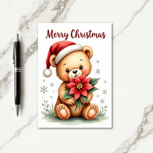 Festive Bear Floral Card