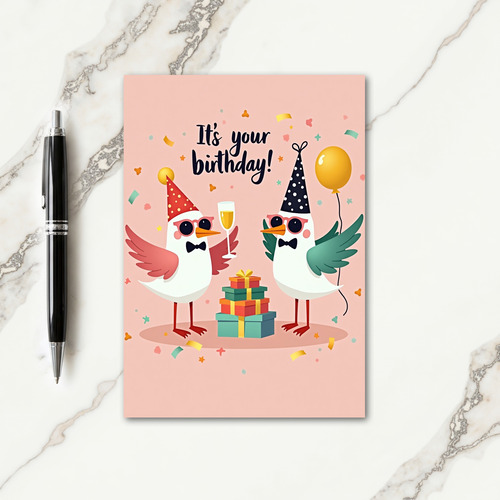 Festive Bird Party Card