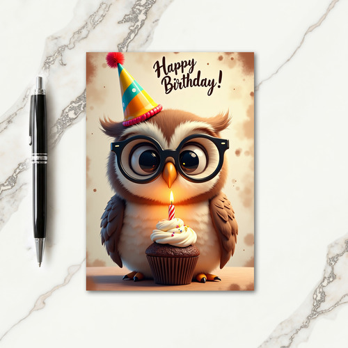 Festive Bird Party Hat Card