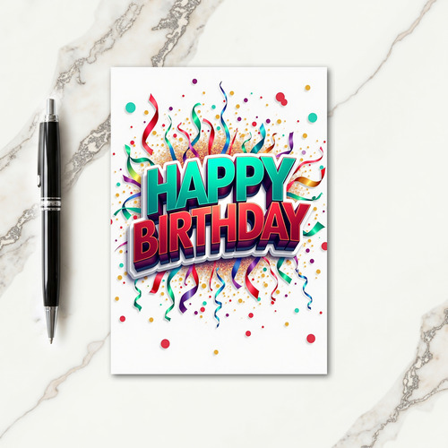 Festive Birthday 3D Text Card
