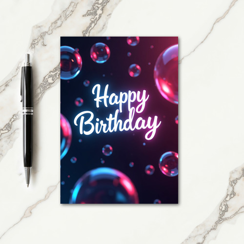 Festive Birthday Azure Bubble Card