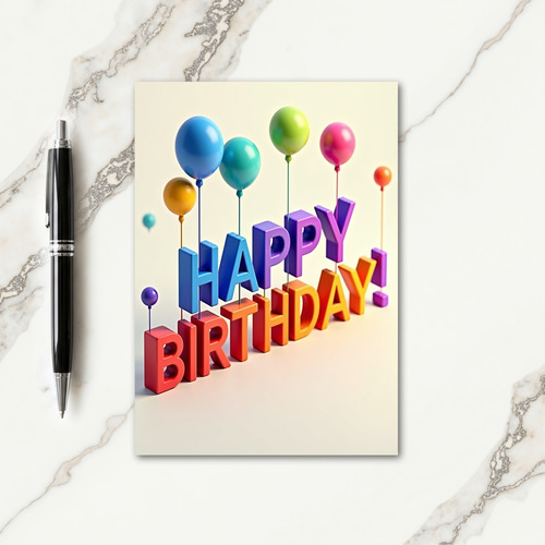 Festive Birthday Balloon Party Card