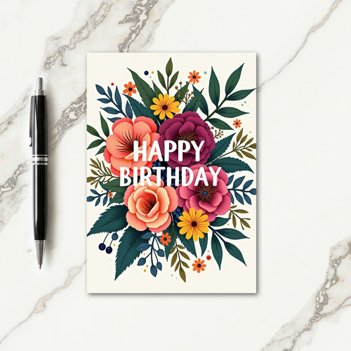 Festive Birthday Blossom Art Card