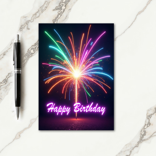 Festive Birthday Bursting Light Card