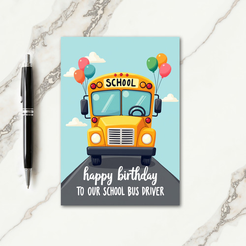 Festive Birthday Bus Balloons Card