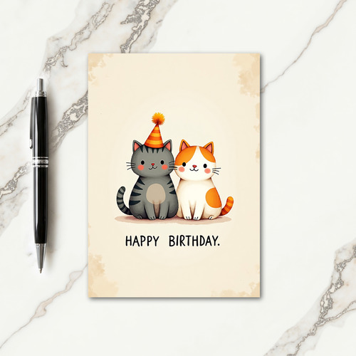 Festive Birthday Cat Duo Card
