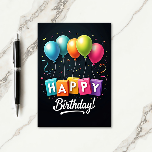 Festive Birthday Colorful Balloons Card