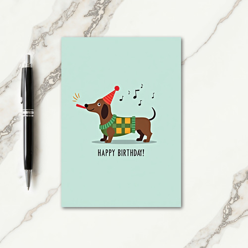 Festive Birthday Dog Illustration Card