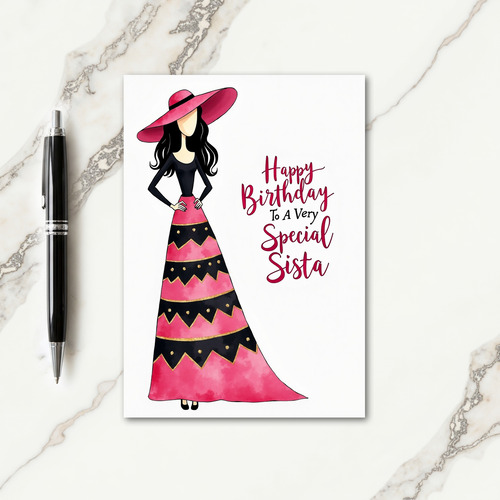 Festive Birthday Fuchsia Hat Card