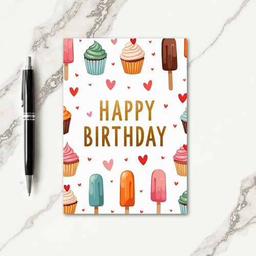 Festive Birthday Golden Card