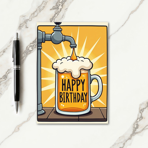 Festive Birthday Golden Drink Card
