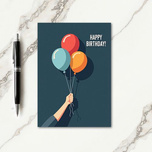 Festive Birthday Hand Balloons Card