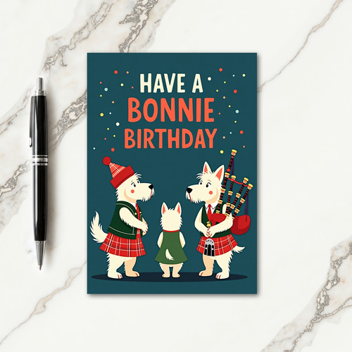Festive Birthday Kilted Dogs Card