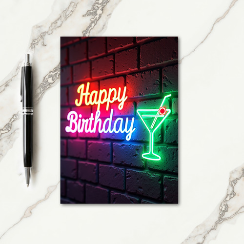 Festive Birthday Neon Glow Card