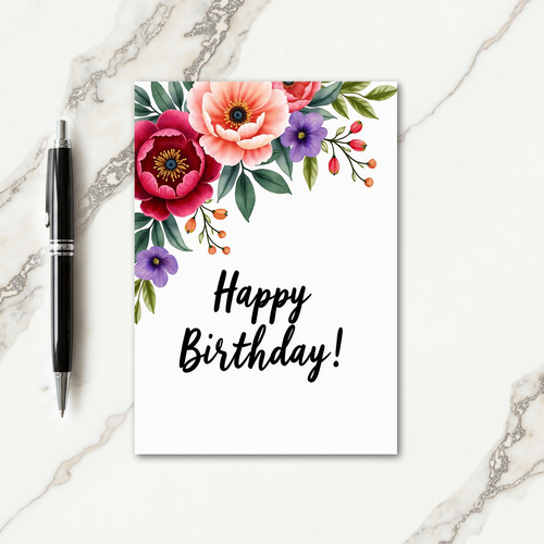 Festive Birthday Painted Bloom Card
