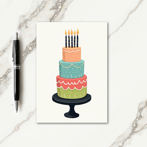Festive Birthday Pastel Cake Card