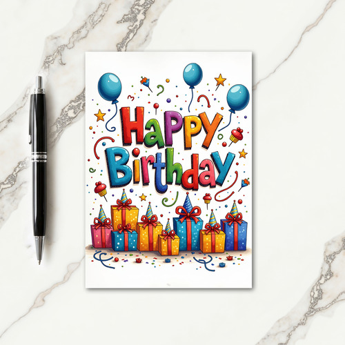 Festive Birthday Presents Card