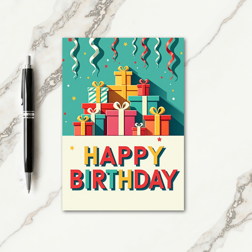 Festive Birthday Presents Stack Card