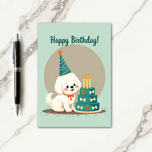 Festive Birthday Puppy Cake Card