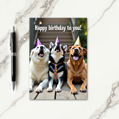 Festive Birthday Puppy Hats Card